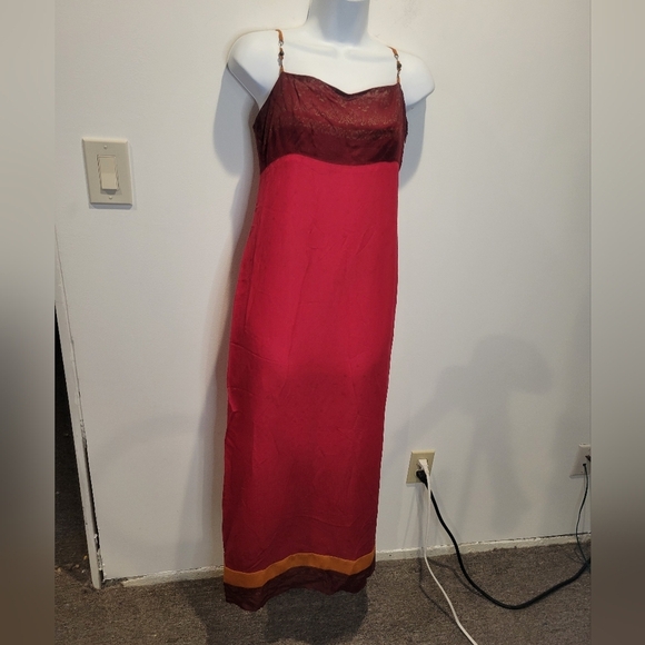 Vintage Laundry Size 8 90's Red Boho Midi Dress Small Flaw - Picture 1 of 11